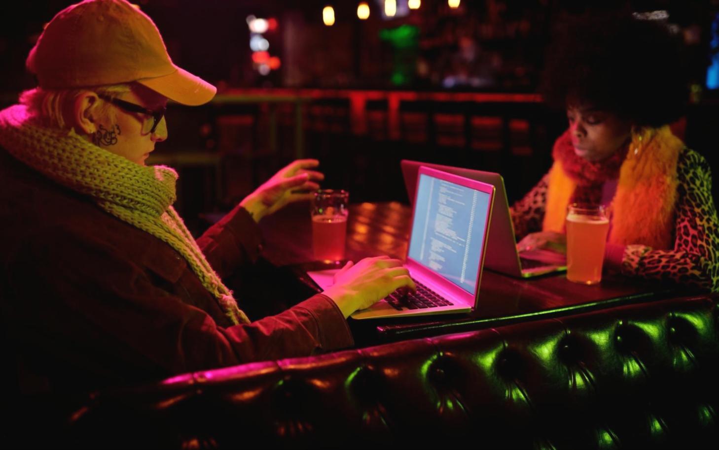 Mobile app development workspace with code and design tools